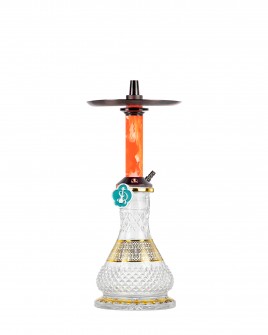 Cachimba-Mr-Shisha-Baby-Pro-Black+Mastil-Orange+Base-Rusa-Mini-Glass-M-Clear-Gold