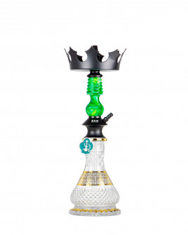 Cachimba-Zar-Hookah-Gufy-Verde+Base-Rusa-Mini-Glass-M-Clear-Gold