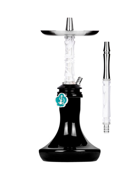 Cachimba-Moze-Breeze-Two-Wavy-Frosted+Base-Rusa-Mini-Full-Black