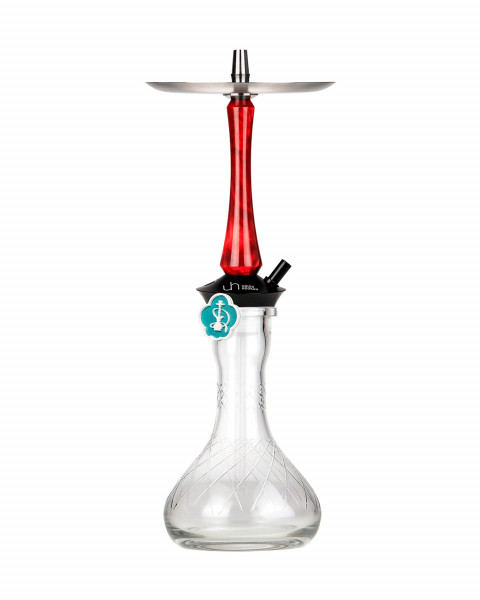 Cachimba-Union-Hookah-Sleek-Uneed-Acrylic-Red+Base-Rusa-Gota-Agua-Rayada