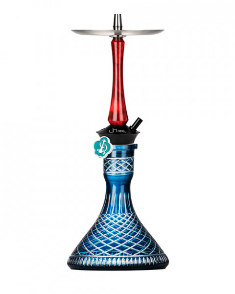 Cachimba-Union-Hookah-Sleek-Acrylic-Red+Base-Rusa-Crystal-Blue